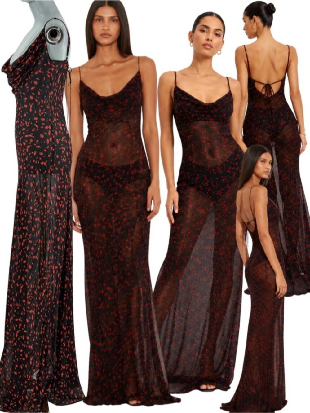 🆕 RAT & BOA 🧿 NWOT Valentina Magnolia Floral Sheer Dress, Cowl Neck Sz M US 6
